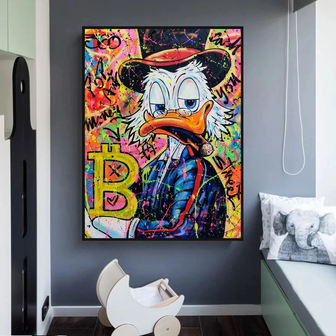 Scrooge McDuck Bitcoin Millionaire Canvas Wall Art-ChandeliersDecor.com