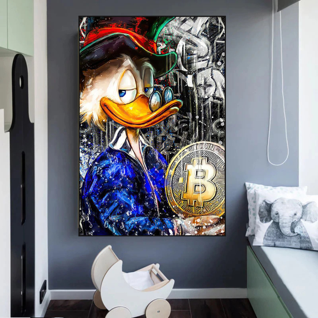 Scrooge McDuck Bitcoin Millionaire Canvas Wall Art-ChandeliersDecor.com