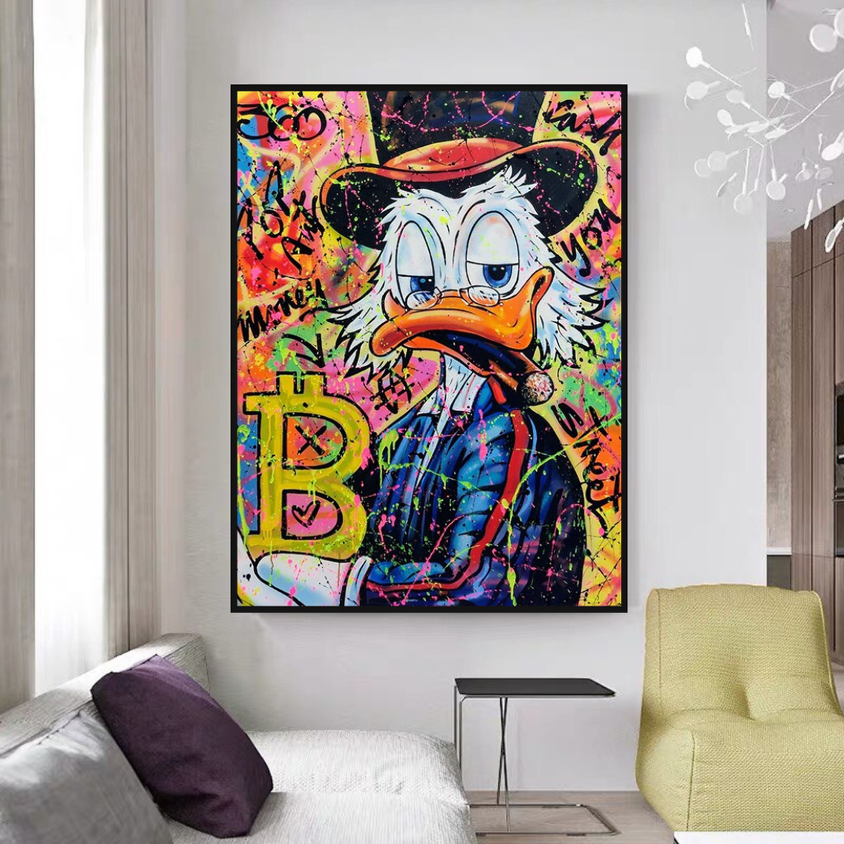 Scrooge McDuck Bitcoin Millionaire Canvas Wall Art-ChandeliersDecor.com