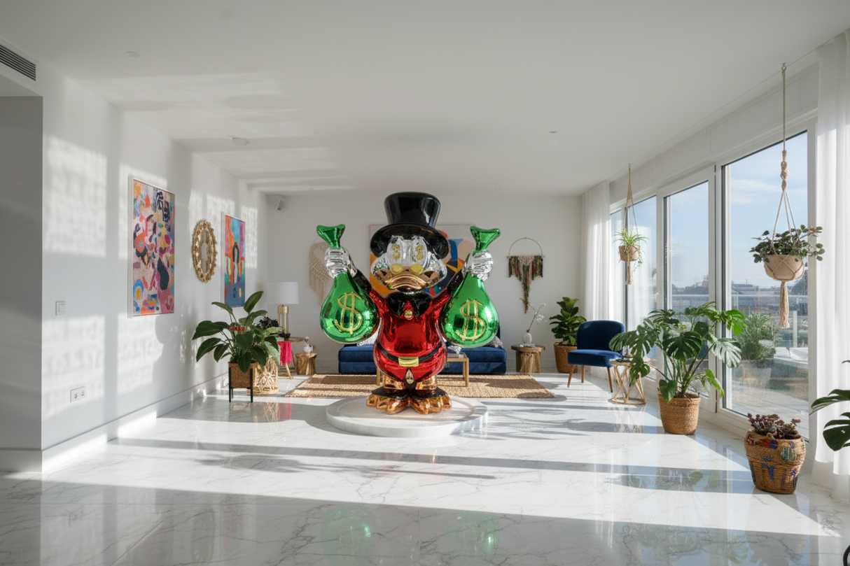 Scrooge Mcduck Money Bags Sculpture Statue-ChandeliersDecor.com