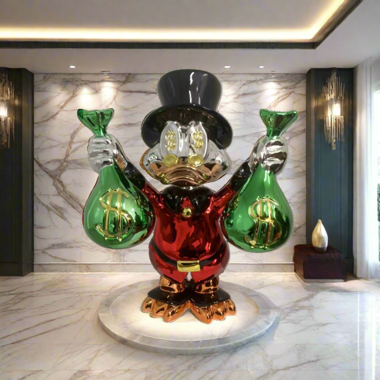 Scrooge Mcduck Money Bags Sculpture Statue-ChandeliersDecor.com