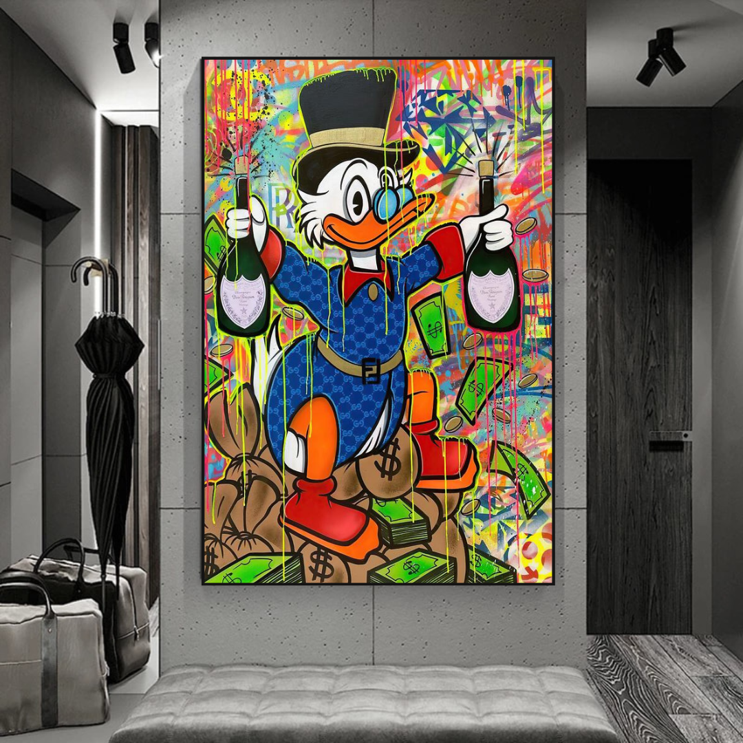 Scrooge McDuck's Champaign Celebration Canvas Wall Art-ChandeliersDecor.com
