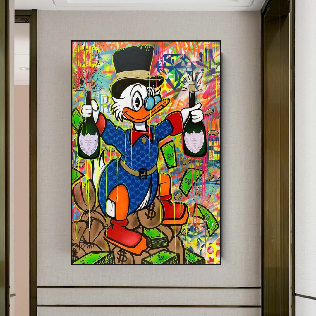 Scrooge McDuck's Champaign Celebration Canvas Wall Art-ChandeliersDecor.com