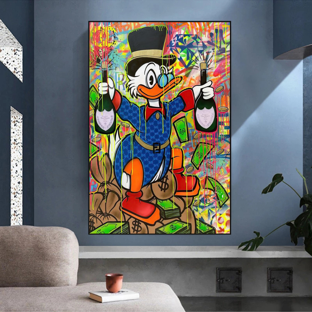 Scrooge McDuck's Champaign Celebration Canvas Wall Art-ChandeliersDecor.com