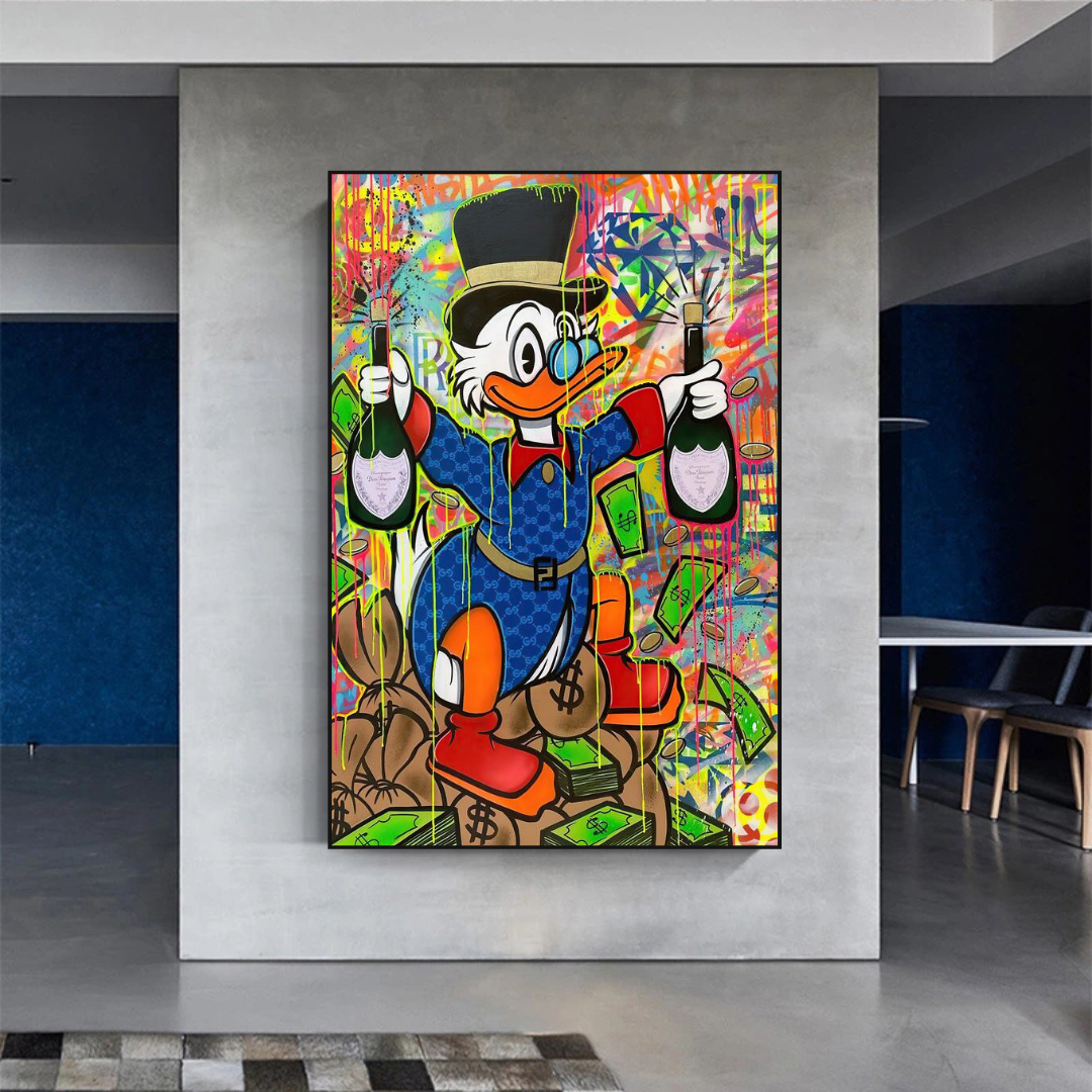 Scrooge McDuck's Champaign Celebration Canvas Wall Art-ChandeliersDecor.com