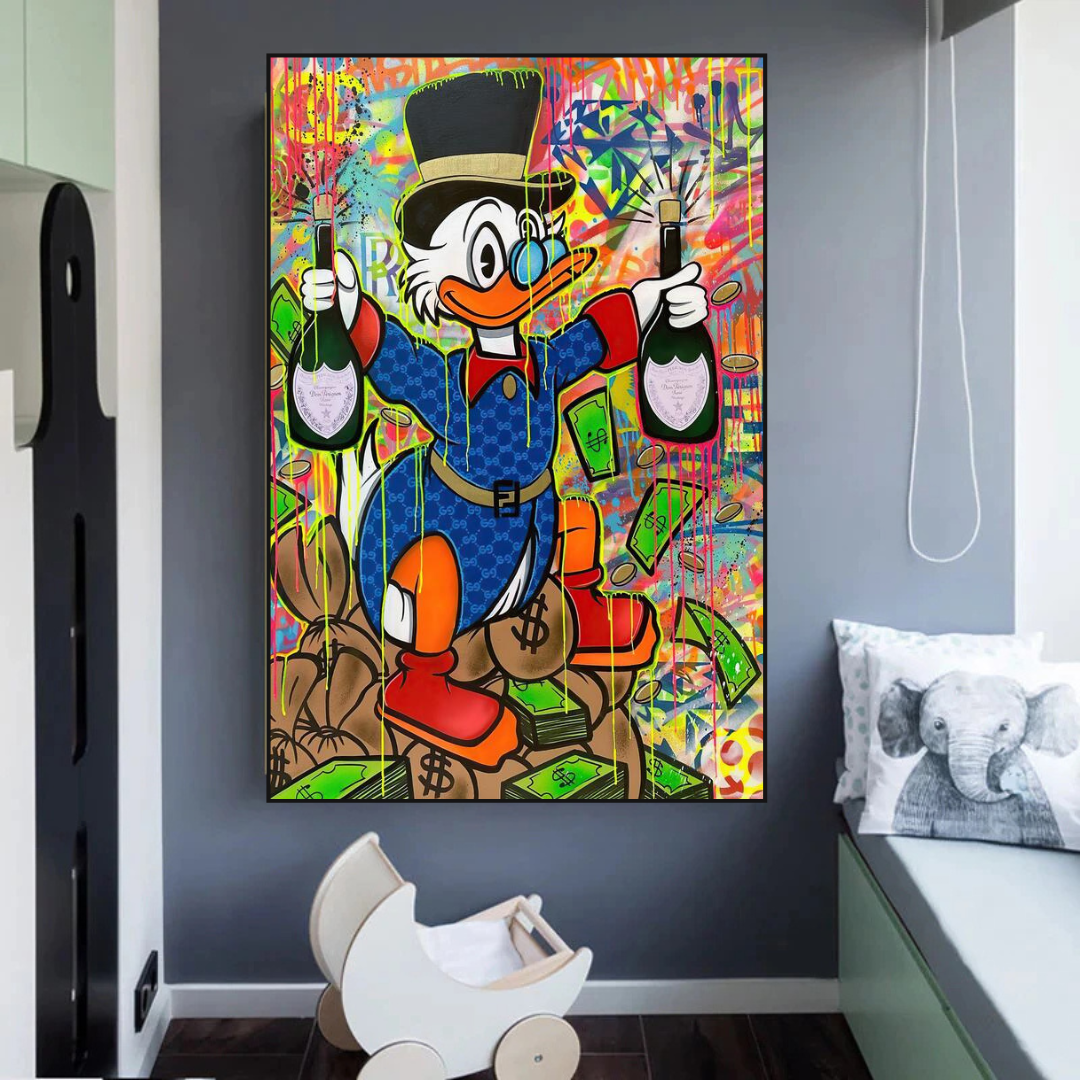 Scrooge McDuck's Champaign Celebration Canvas Wall Art-ChandeliersDecor.com