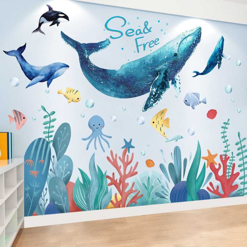 ChandeliersDecor.com-Kids Room Nursery Decals-Sea Whale Wall Stickers: Decorate with Seagrass Plants