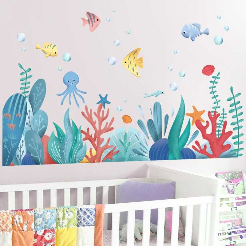 ChandeliersDecor.com-Kids Room Nursery Decals-Sea Whale Wall Stickers: Decorate with Seagrass Plants