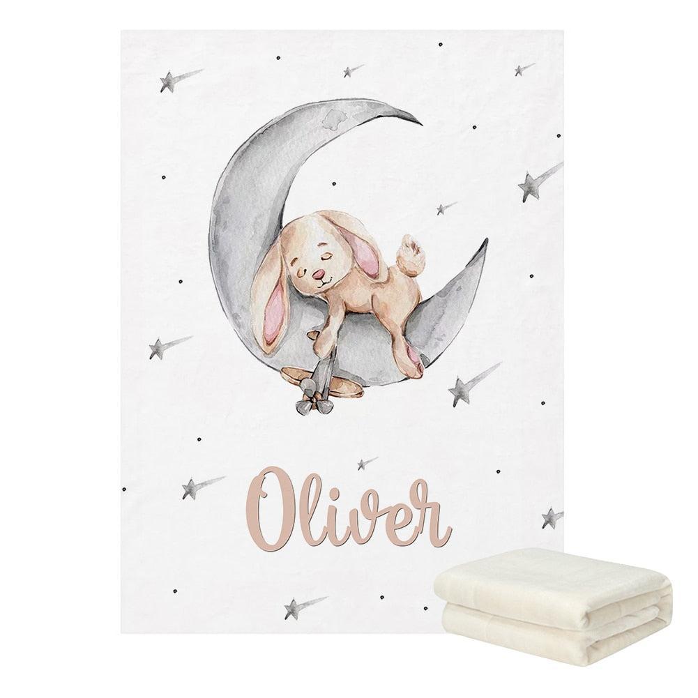 ChandeliersDecor.com-Crib Bedding-Sleeping Bunny Baby Name Crib Bedding Set | Baby Shower Gift Bedding Set