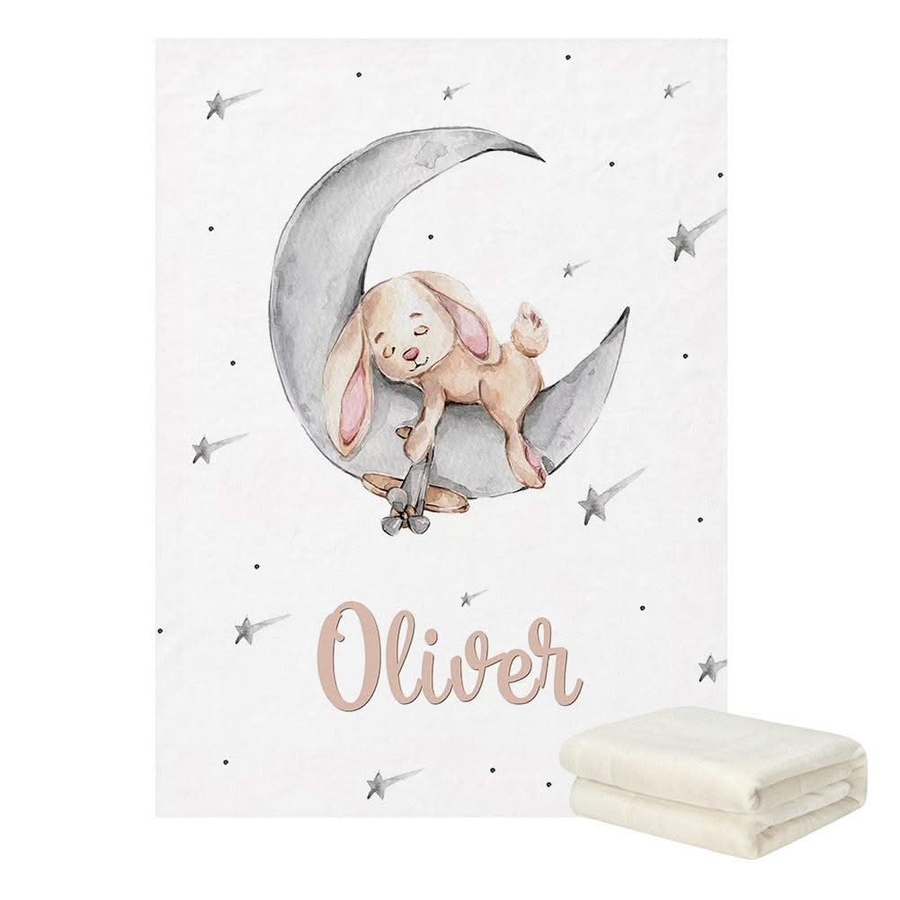 ChandeliersDecor.com-Crib Bedding-Sleeping Bunny Baby Name Crib Bedding Set | Baby Shower Gift Bedding Set