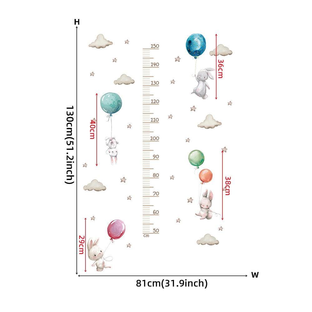 ChandeliersDecor.com-Kids Room Nursery Decals-Sleeping Elephant Bear Moon Kids Height Measure Wall Stickers
