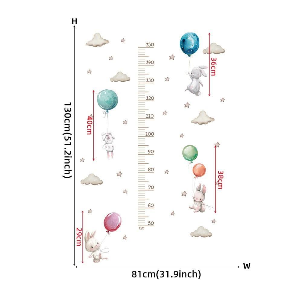 ChandeliersDecor.com-Kids Room Nursery Decals-Sleeping Elephant Bear Moon Kids Height Measure Wall Stickers