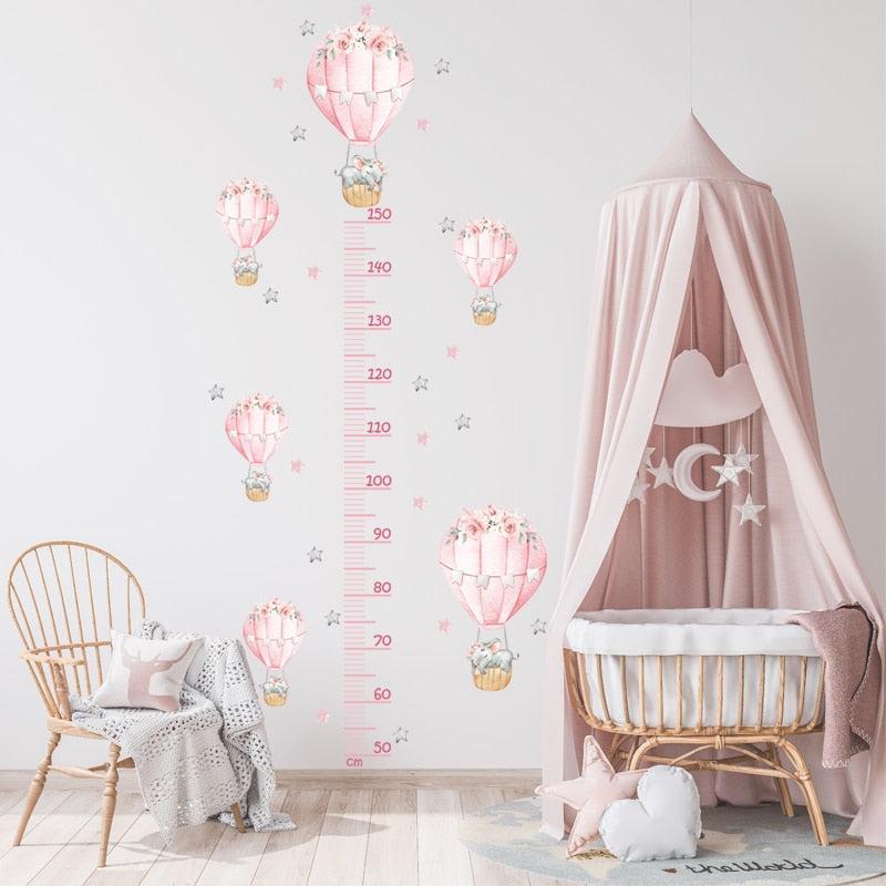 ChandeliersDecor.com-Kids Room Nursery Decals-Sleeping Elephant Bear Moon Kids Height Measure Wall Stickers