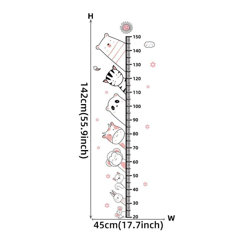 ChandeliersDecor.com-Kids Room Nursery Decals-Sleeping Elephant Bear Moon Kids Height Measure Wall Stickers