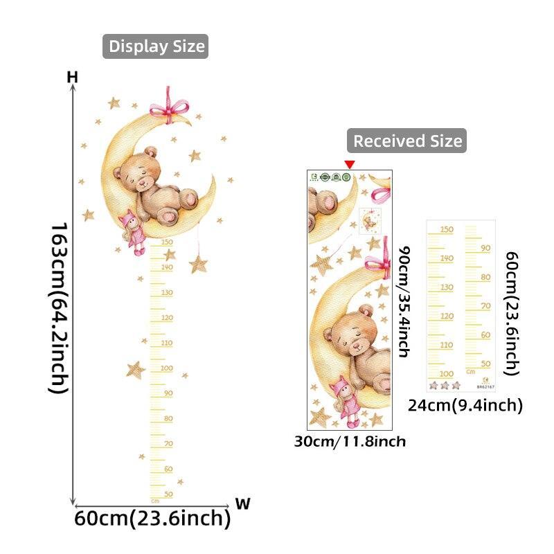 ChandeliersDecor.com-Kids Room Nursery Decals-Sleeping Yellow Bear Moon Height Measure Wall Decal for Kids Room