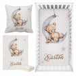 ChandeliersDecor.com-Crib Bedding-Sleepy Bear on Moon Baby Name Crib Bedding Set | Baby Shower Gift Bedding Set