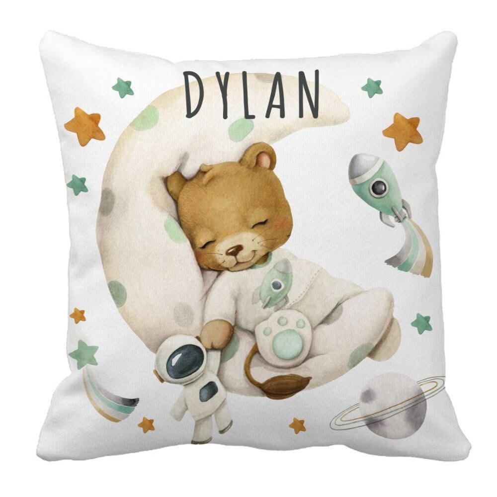 ChandeliersDecor.com-Crib Bedding-Sleepy Lion on Moon Baby Name Crib Bedding Set | Baby Shower Gift Bedding Set