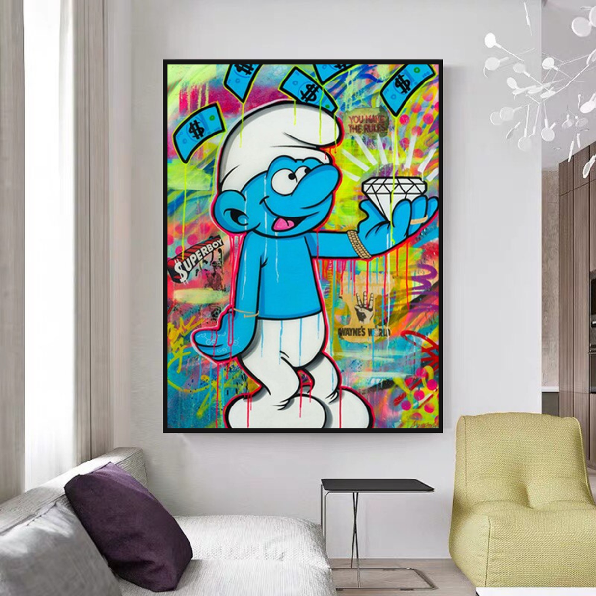 Smurfie DiamondCanvas Wall Hanging Art-ChandeliersDecor.com