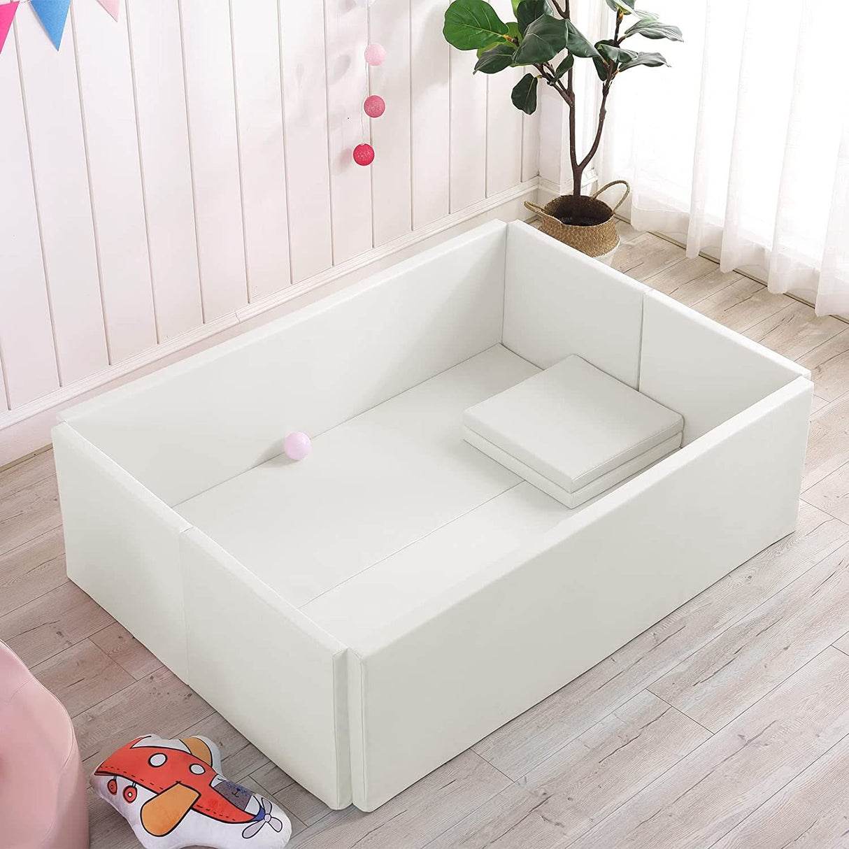 ChandeliersDecor.com-Playpen and Ball Pits-Soft Foam Foldable White Ball Pit Crawling Fence Children's Playground