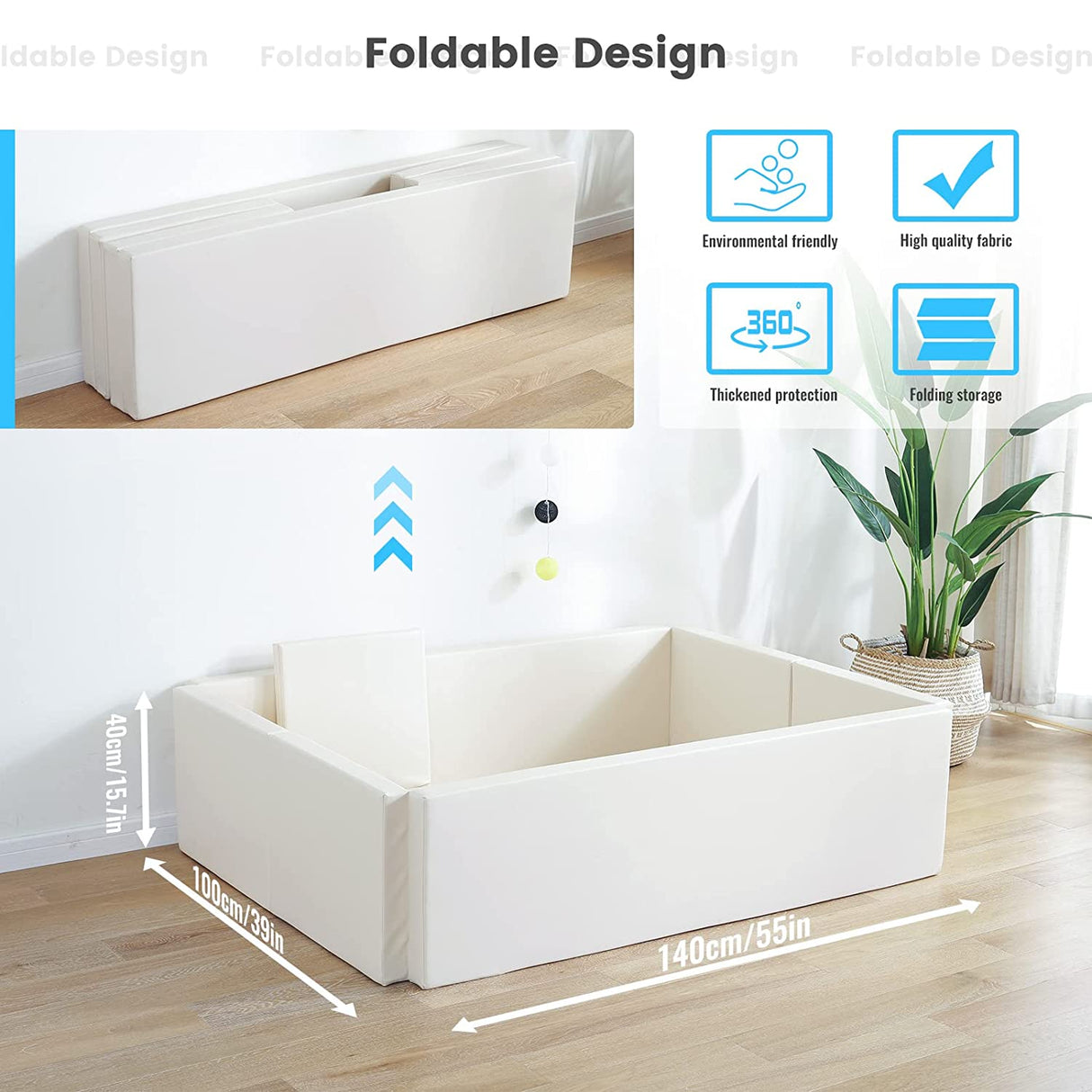 ChandeliersDecor.com-Playpen and Ball Pits-Soft Foam Foldable White Ball Pit Crawling Fence Children's Playground