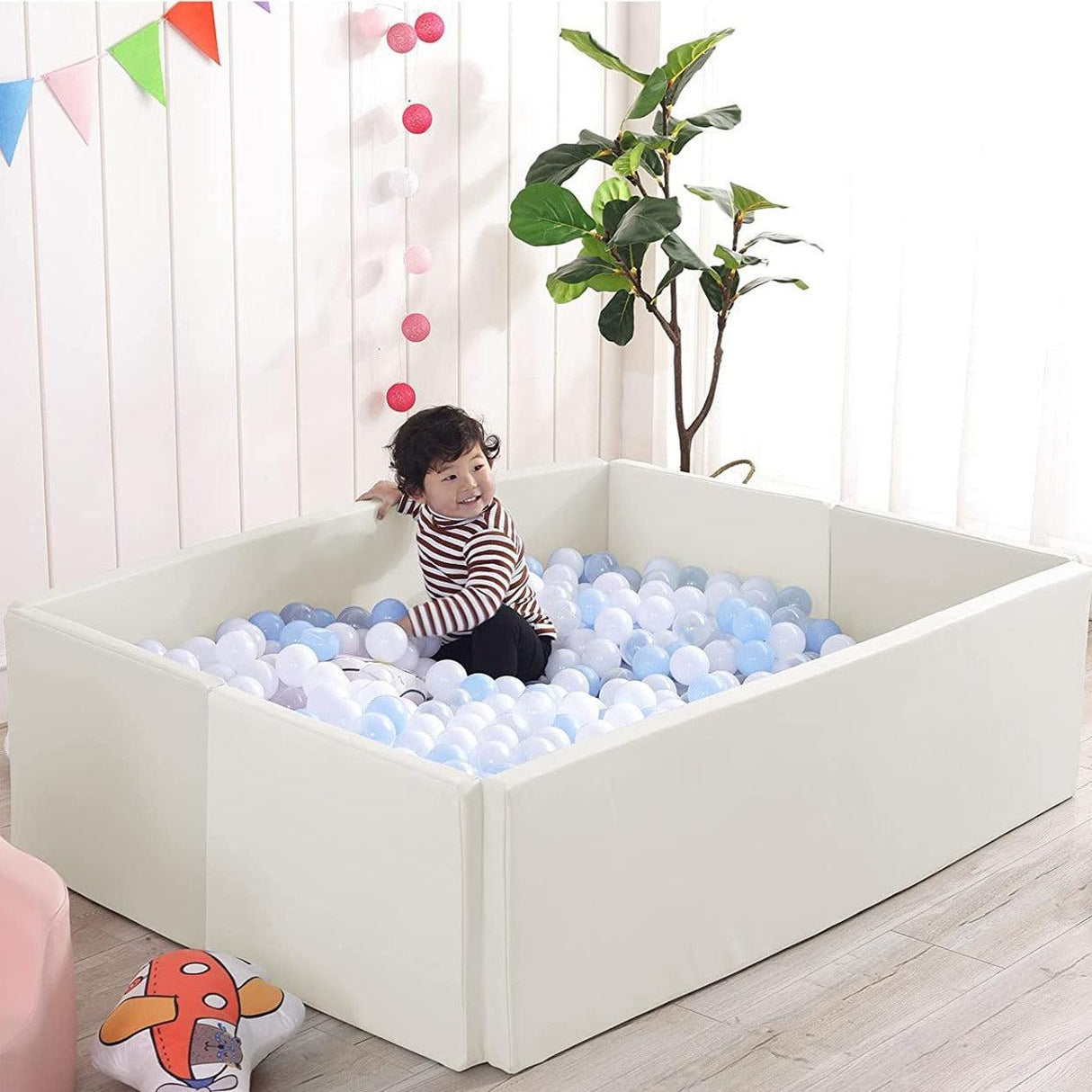 ChandeliersDecor.com-Playpen and Ball Pits-Soft Foam Foldable White Ball Pit Crawling Fence Children's Playground