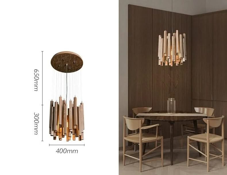 Solid Oak Wood Bars Hanging Chandelier-ChandeliersDecor.com