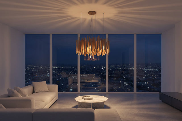 Solid Oak Wood Bars Hanging Chandelier-ChandeliersDecor.com