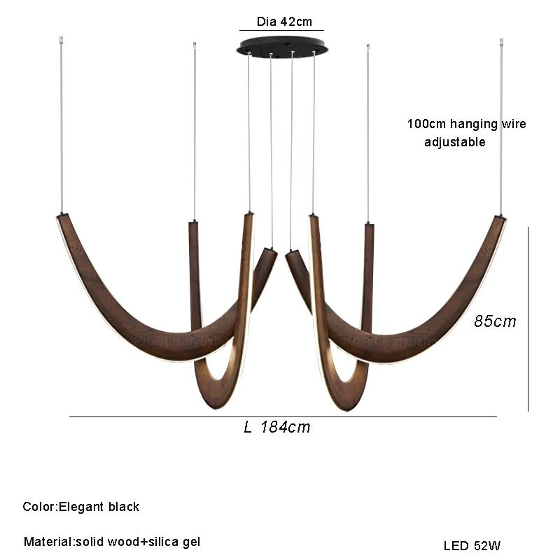 Solid Oak Wood Loops Chandelier - Handcrafted Beauty-ChandeliersDecor.com