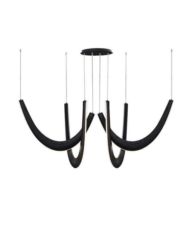 Solid Oak Wood Loops Chandelier - Handcrafted Beauty-ChandeliersDecor.com