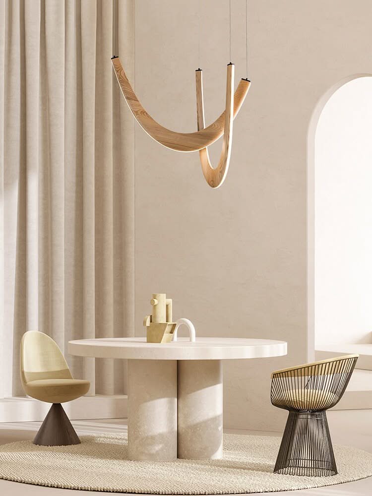 Solid Oak Wood Loops Chandelier - Handcrafted Beauty-ChandeliersDecor.com