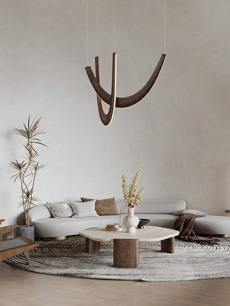 Solid Oak Wood Loops Chandelier - Handcrafted Beauty-ChandeliersDecor.com