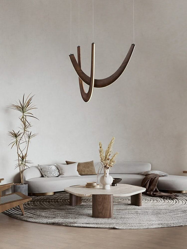 Solid Oak Wood Loops Chandelier - Handcrafted Beauty-ChandeliersDecor.com