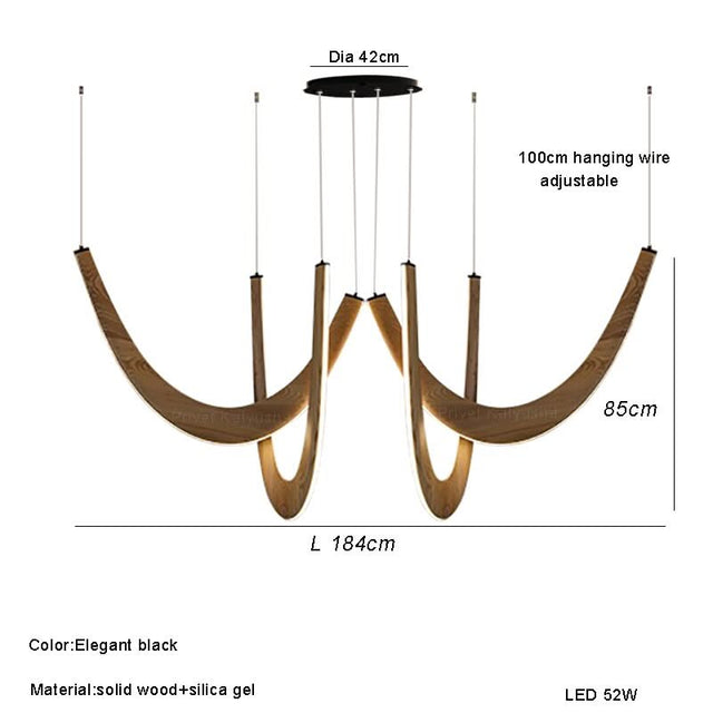 Solid Oak Wood Loops Chandelier - Handcrafted Beauty-ChandeliersDecor.com