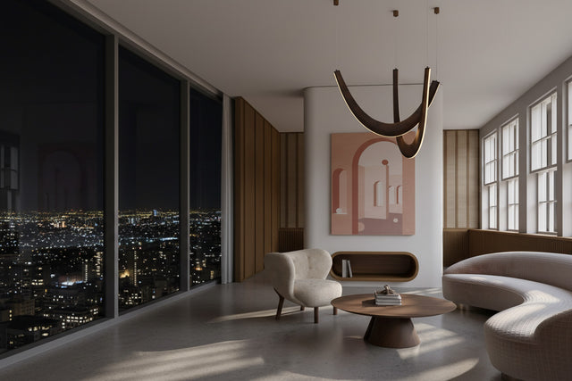 Solid Oak Wood Loops Chandelier - Handcrafted Beauty-ChandeliersDecor.com