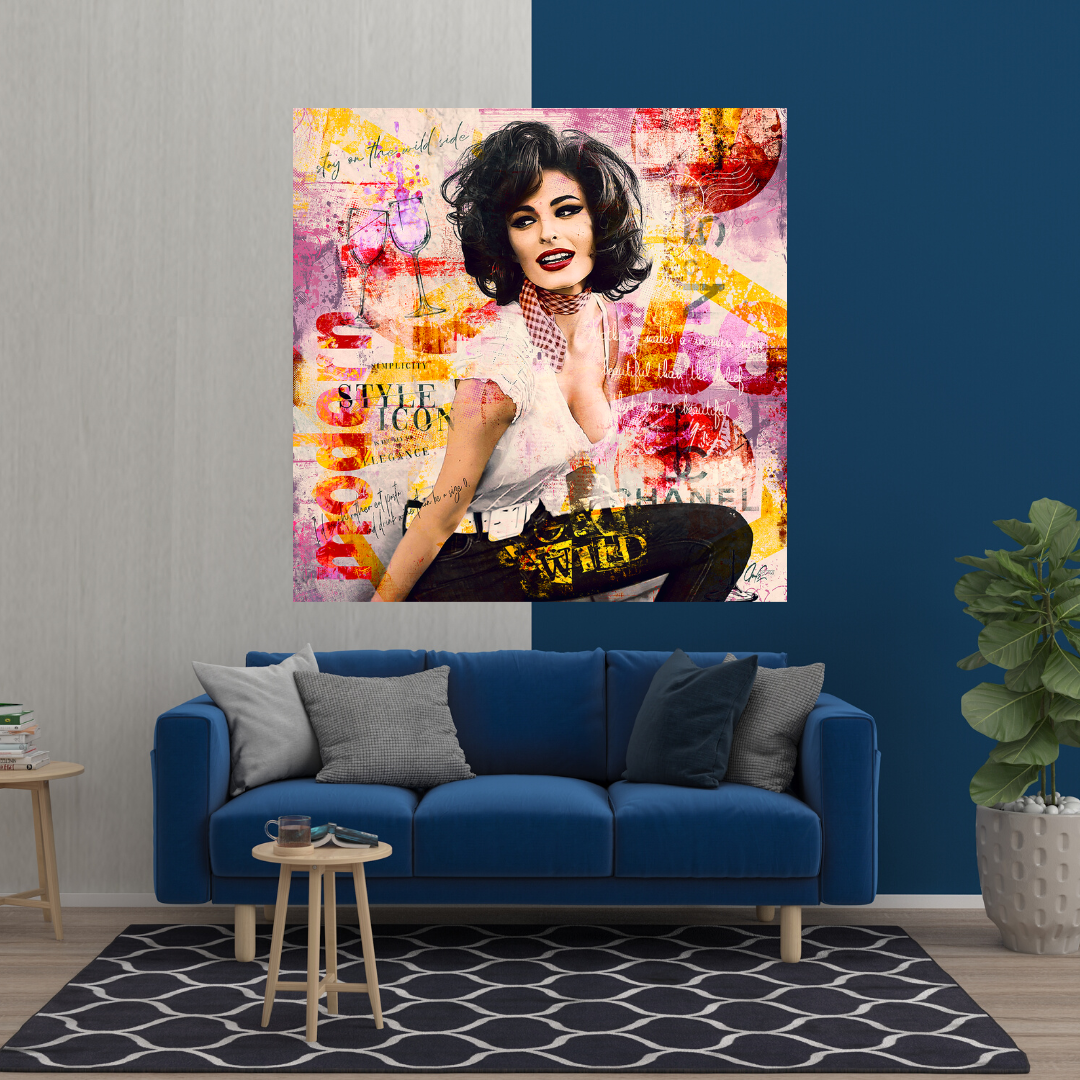 Sophia Loren "Get Wild" Canvas Wall Art for Living Room, Office, and Gift:-ChandeliersDecor.com