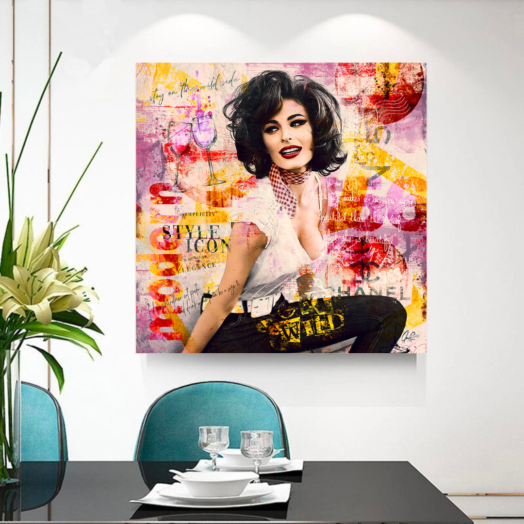 Sophia Loren "Get Wild" Canvas Wall Art for Living Room, Office, and Gift:-ChandeliersDecor.com