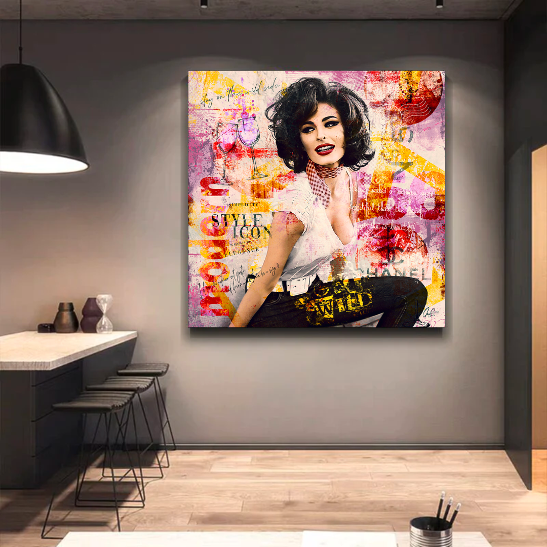 Sophia Loren "Get Wild" Canvas Wall Art for Living Room, Office, and Gift:-ChandeliersDecor.com