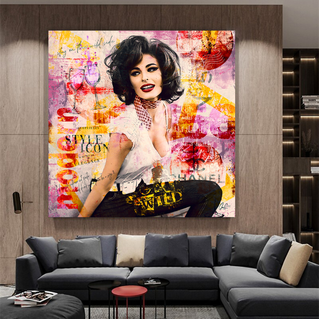 Sophia Loren "Get Wild" Canvas Wall Art for Living Room, Office, and Gift:-ChandeliersDecor.com