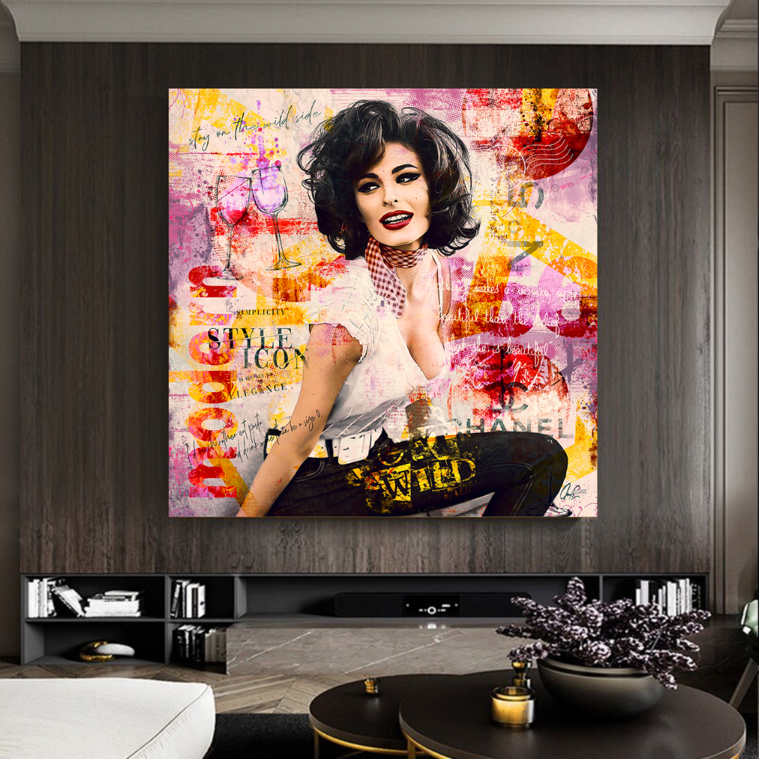 Sophia Loren "Get Wild" Canvas Wall Art for Living Room, Office, and Gift:-ChandeliersDecor.com