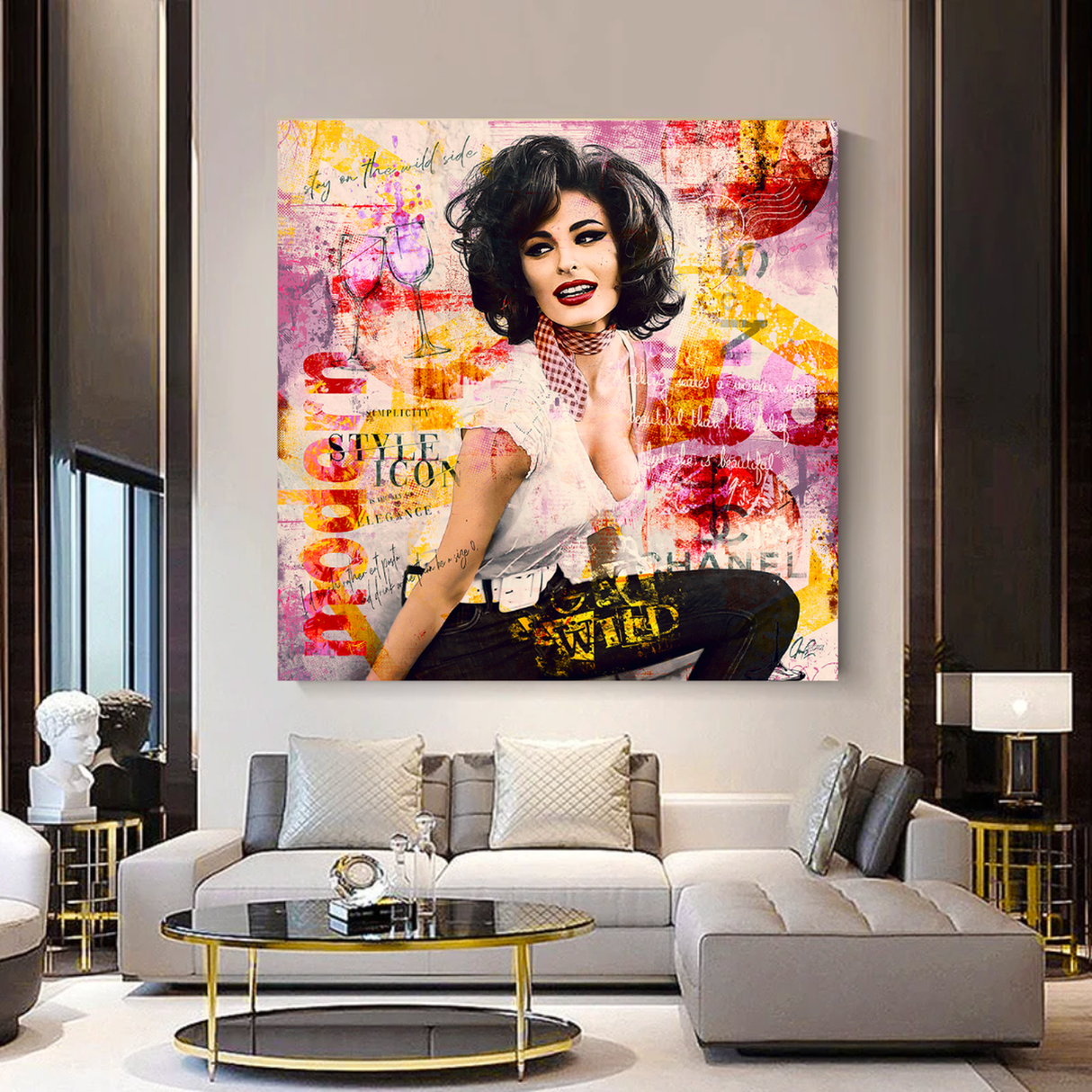 Sophia Loren "Get Wild" Canvas Wall Art for Living Room, Office, and Gift:-ChandeliersDecor.com