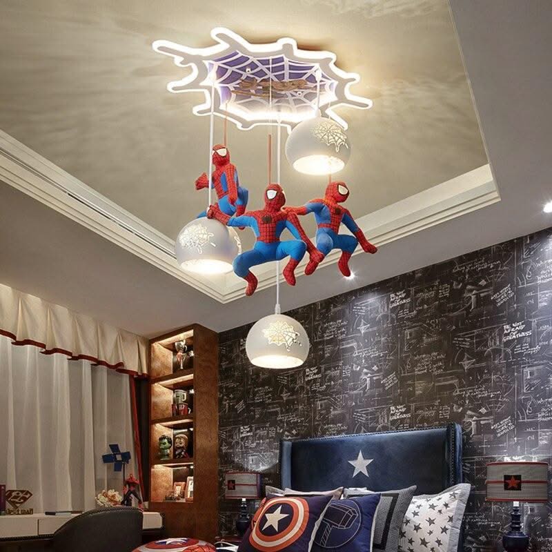 ChandeliersDecor.com-Kids Room Nursery Lighting-Spiderman Pendant Light - Art Deco Lighting for Kids Room