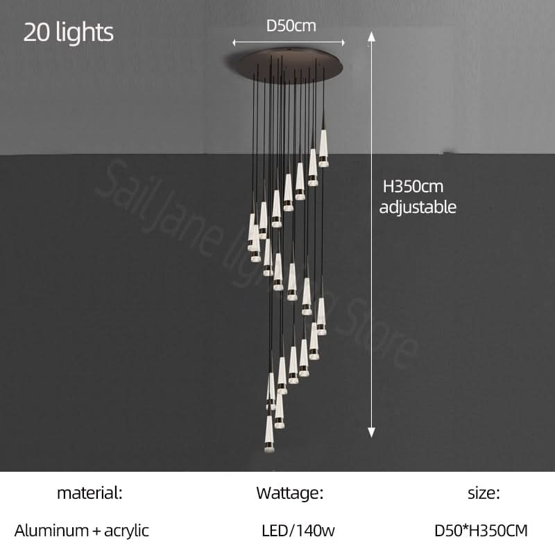 Spiral Cones: Staircase Chandelier - Elegant Lighting-ChandeliersDecor.com