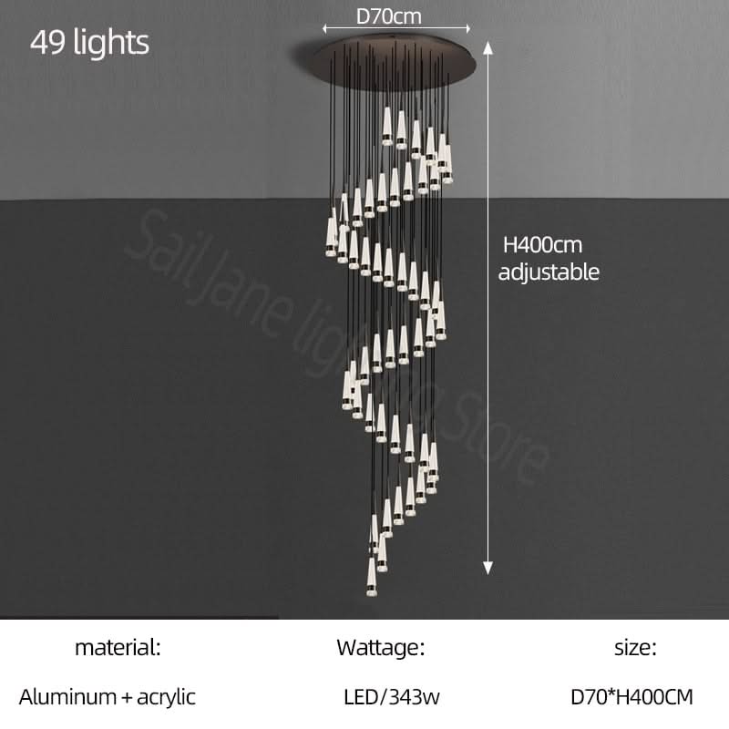 Spiral Cones: Staircase Chandelier - Elegant Lighting-ChandeliersDecor.com