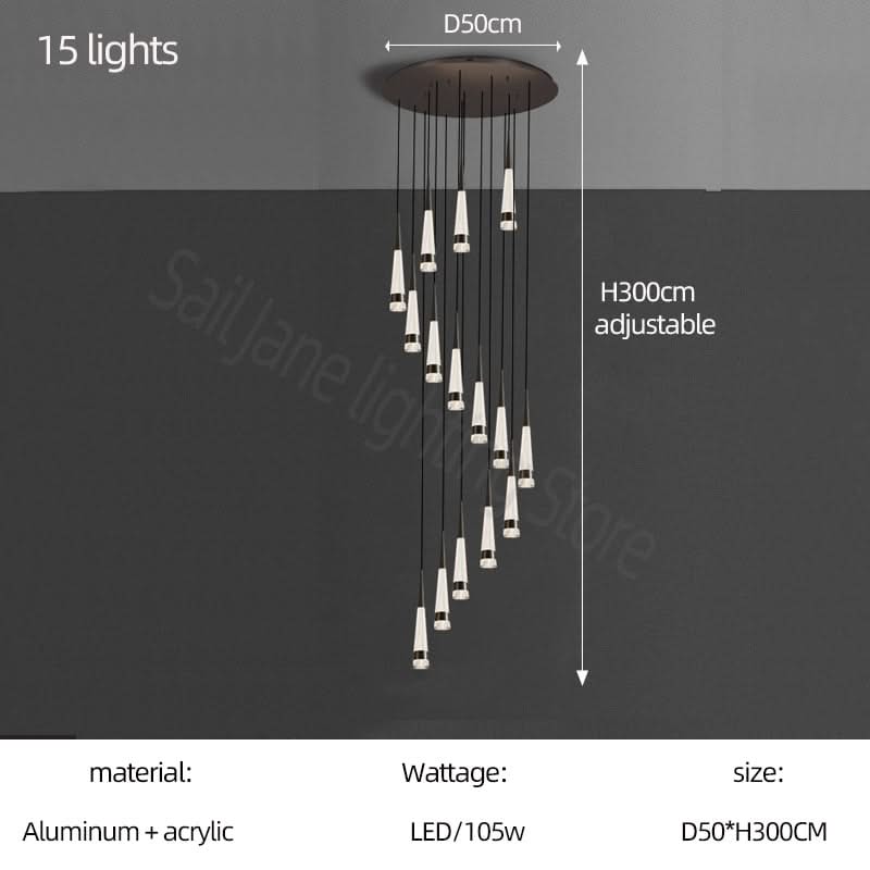 Spiral Cones: Staircase Chandelier - Elegant Lighting-ChandeliersDecor.com