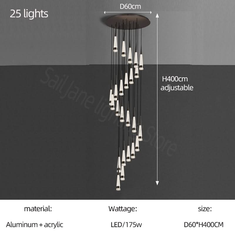 Spiral Cones: Staircase Chandelier - Elegant Lighting-ChandeliersDecor.com