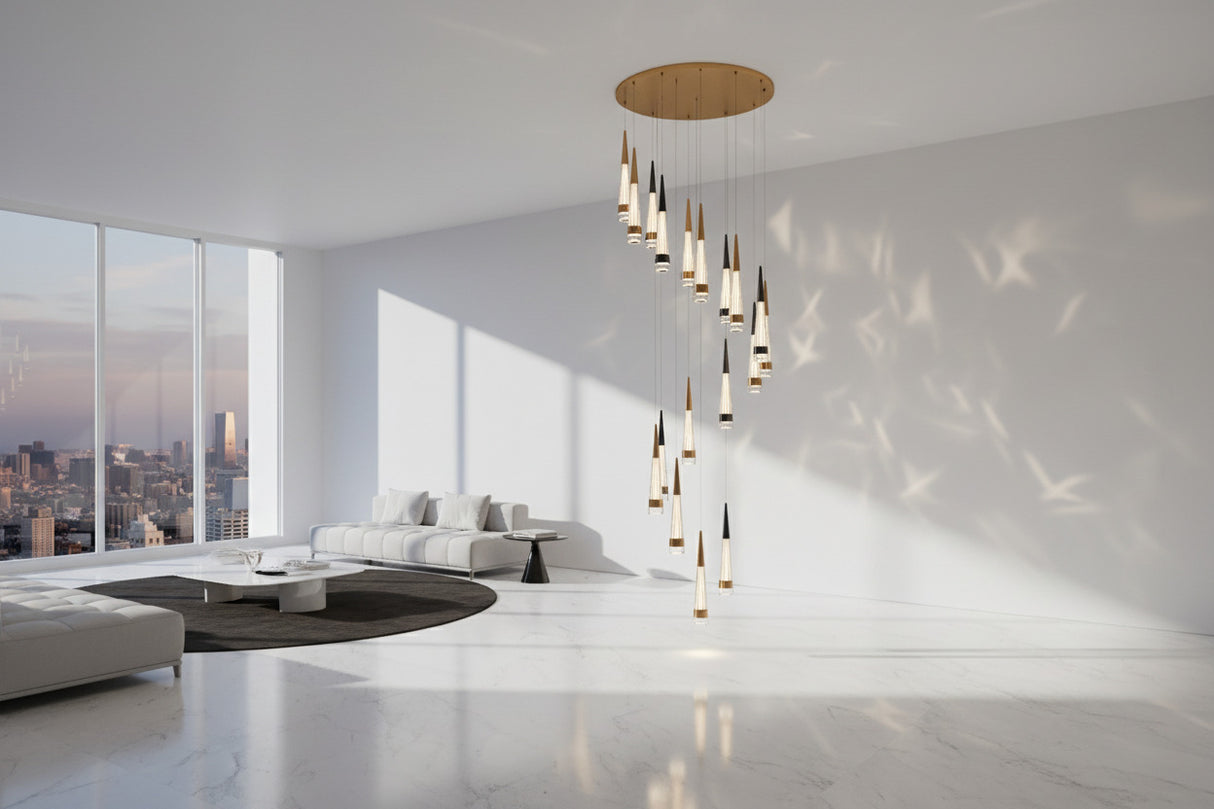 Spiral Cones: Staircase Chandelier - Elegant Lighting-ChandeliersDecor.com