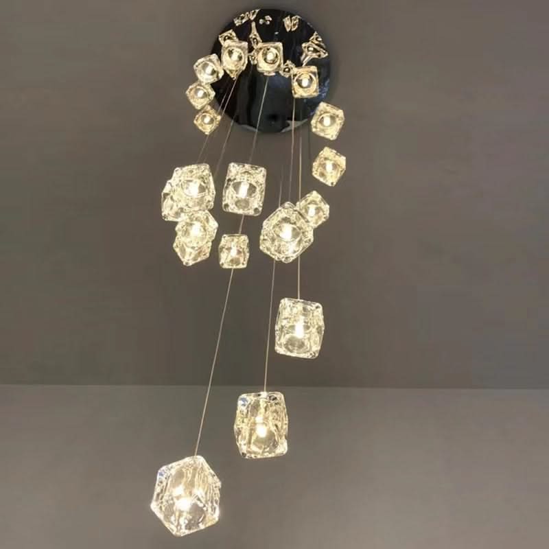 ChandeliersDecor.com-Staircase Chandelier-Square Crystal Cubes Chandelier – Exquisite Lighting Fixture