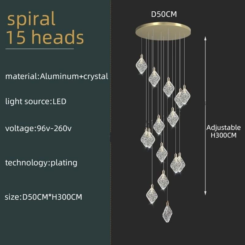 ChandeliersDecor.com-Staircase Chandelier-Square Crystal Pendant Chandelier - Exquisite Lightinging