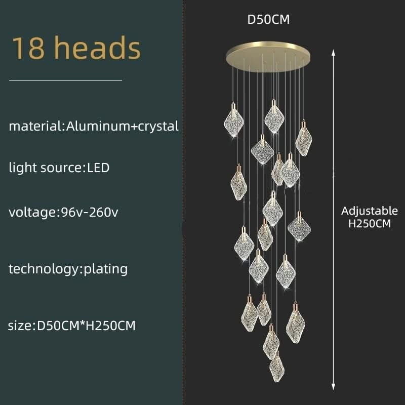 ChandeliersDecor.com-Staircase Chandelier-Square Crystal Pendant Chandelier - Exquisite Lightinging