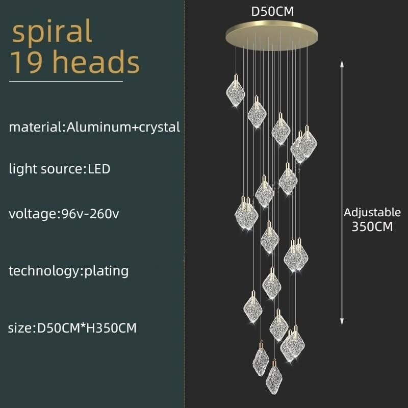 ChandeliersDecor.com-Staircase Chandelier-Square Crystal Pendant Chandelier - Exquisite Lightinging